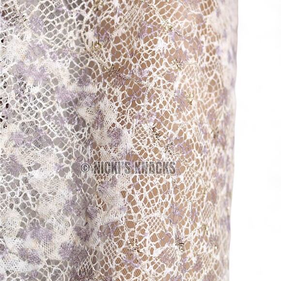 Sioni Lace Sleeve Pastel Lilac Sweater Romantic Ruffle V Neck Knit Top Size S - Picture 5 of 10